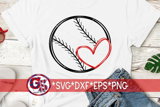 Baseball Softball Heart SVG DXF EPS PNG SVG Greedy Stitches 