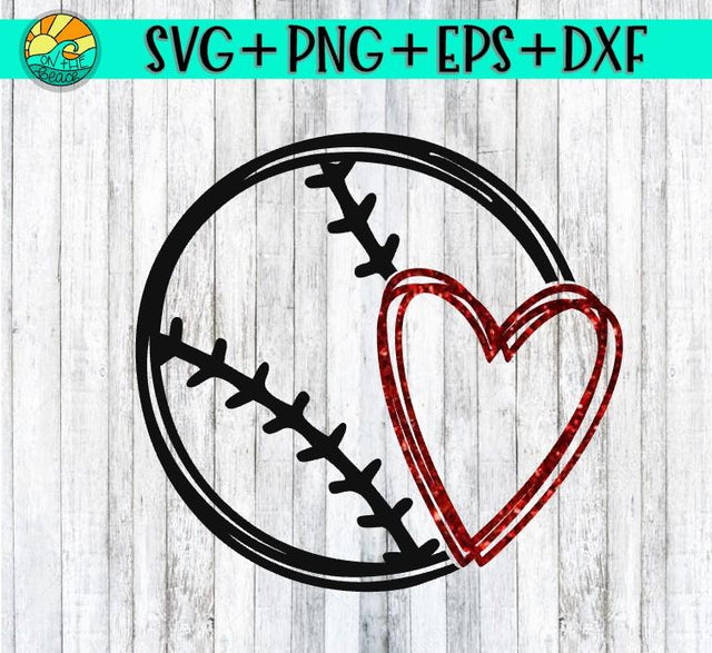 Baseball - Softball - Heart - SVG - DXF - EPS - PNG SVG On the Beach Boutique 