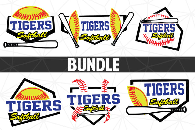 Baseball-Softball Tigers T shirt design Bundle SVG Johan Ru designs 