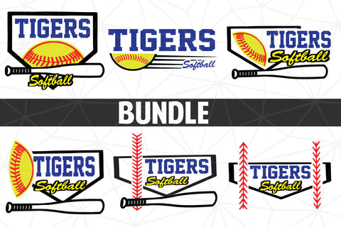 Baseball-Softball Tigers T shirt design Bundle SVG Johan Ru designs 