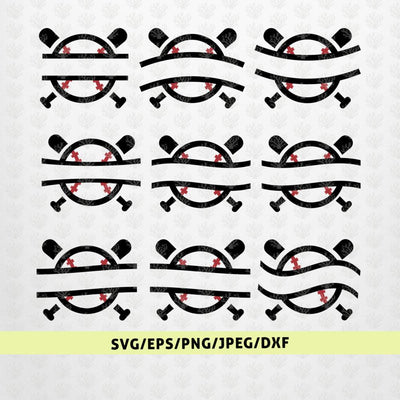 Baseball Split Frame Monogram SVG CoralCutsSVG 
