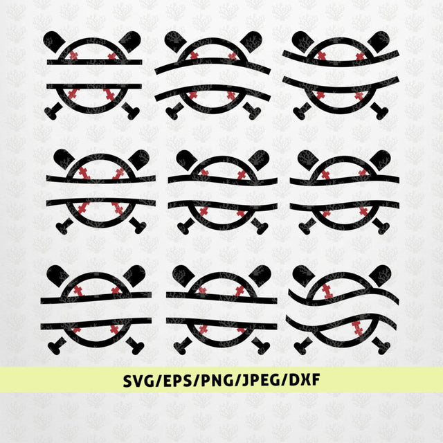 Baseball Split Frame Monogram SVG CoralCutsSVG 
