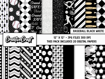 Baseball Sport Digital Papers, scrapbook backgrounds designs Digital Pattern CreativeCraftShop 