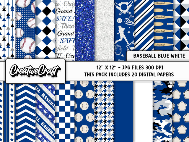 Baseball Sport Digital Papers, scrapbook backgrounds designs Digital Pattern CreativeCraftShop 