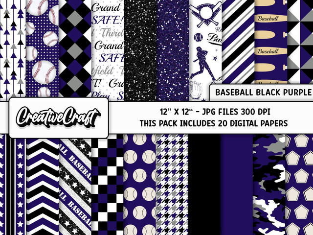 Baseball Sport Digital Papers, scrapbook backgrounds designs Digital Pattern CreativeCraftShop 