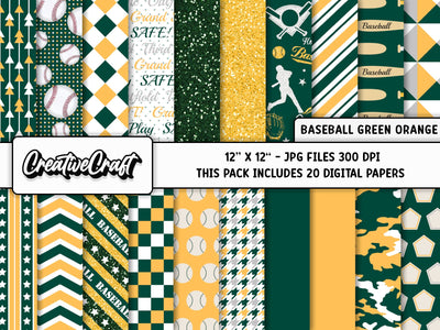 Baseball Sport Digital Papers, scrapbook backgrounds designs Digital Pattern CreativeCraftShop 