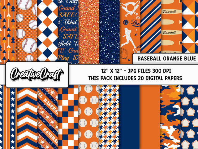 Baseball Sport Digital Papers, scrapbook backgrounds designs Digital Pattern CreativeCraftShop 