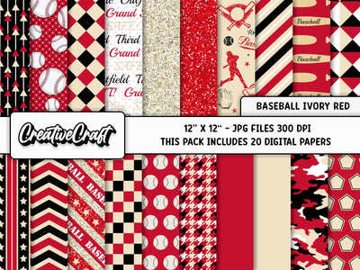 Baseball Sport Digital Papers, scrapbook backgrounds designs Digital Pattern CreativeCraftShop 