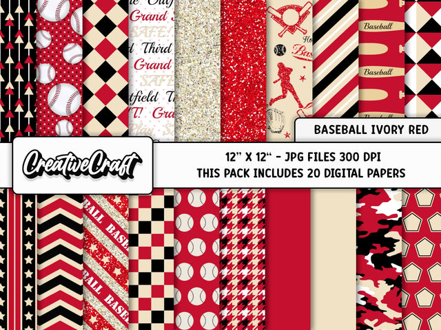Baseball Sport Digital Papers, scrapbook backgrounds designs Digital Pattern CreativeCraftShop 