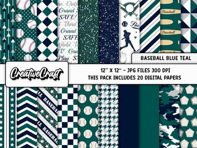 Baseball Sport Digital Papers, scrapbook backgrounds designs Digital Pattern CreativeCraftShop 