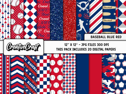 Baseball Sport Digital Papers, scrapbook backgrounds designs Digital Pattern CreativeCraftShop 