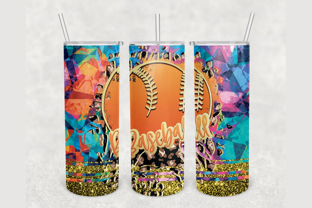 Baseball Sport Gold Glitter Tumbler sublimation design 20 oz skinny tumbler wrap Sublimation BambinaCreations 