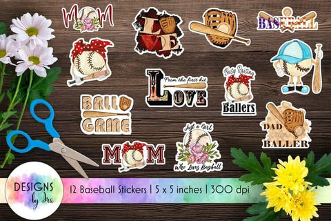 Baseball Sticker Bundle | Baseball MOM Stickers Sublimation Designs by Ira 