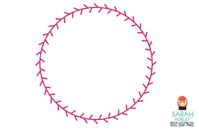 Baseball Stitch Circle Frame SVG Sarah Hurley 