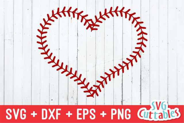 Baseball Stitches Heart svg - Baseball Cut File svg - dxf - eps - png - Silhouette - Cricut Cut File - Digital Download SVG Svg Cuttables 