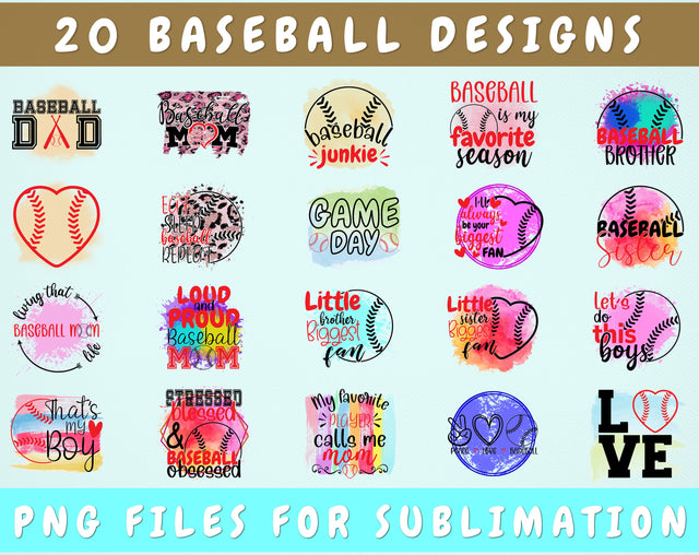 Baseball Sublimation Designs Bundle, 20 Designs, Baseball PNG Files For Sublimation, Baseball Sublimation Files, Baseball Fan PNG Sublimation HappyDesignStudio 