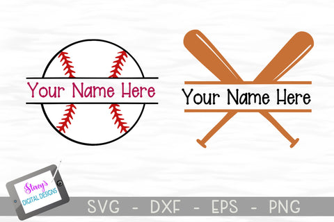 Baseball SVG - Baseball Split Monogram SVG Files - Bats and Ball SVG Stacy's Digital Designs 