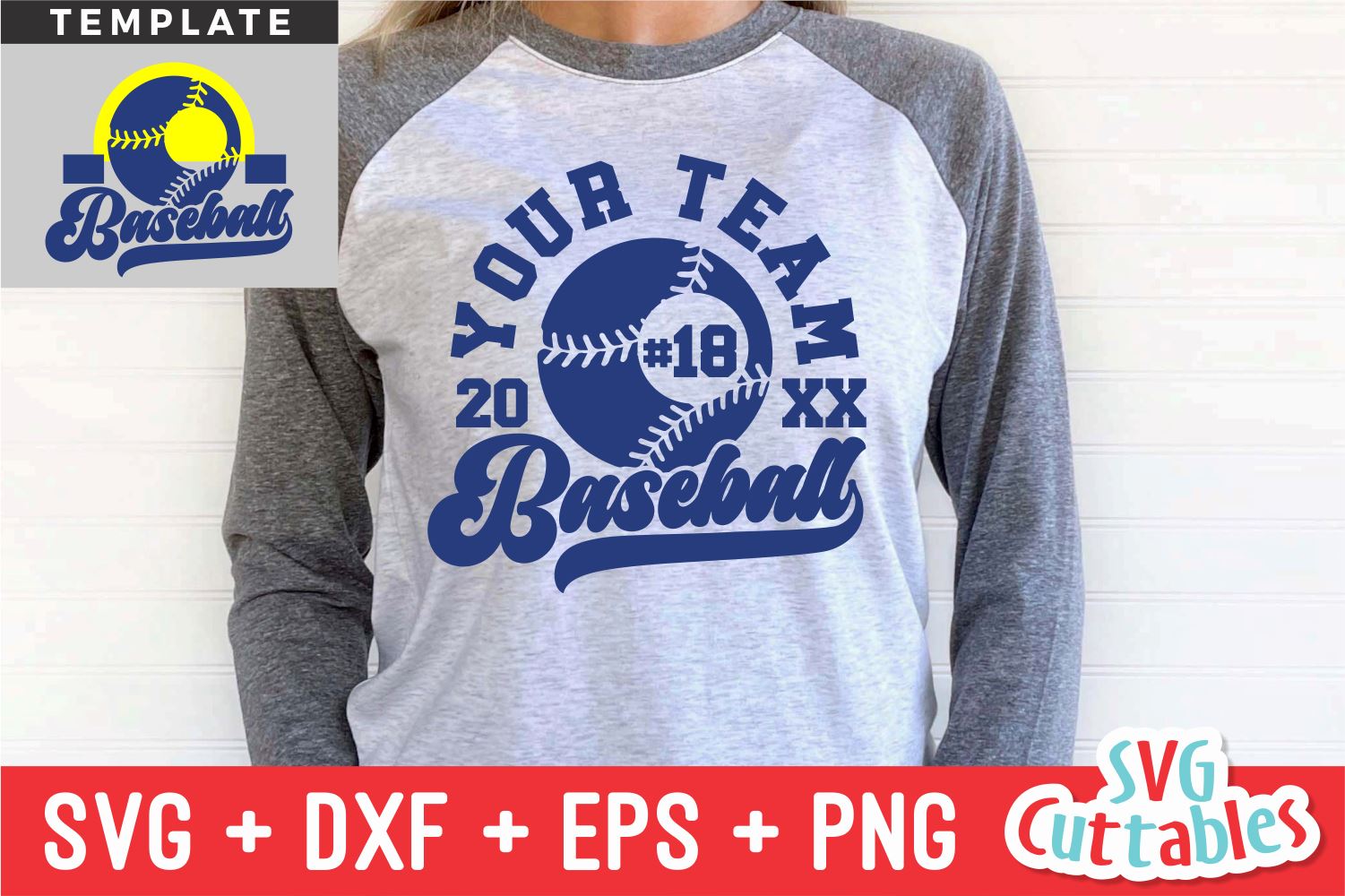 Raglan Baseball Jersey SVG Cut File Set for Silhouette