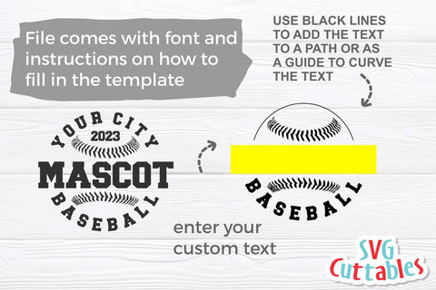 Baseball svg - Baseball Template 0060- svg - eps - dxf - png - Silhouette - Cricut Cut File - Baseball Team - Digital File SVG Svg Cuttables 