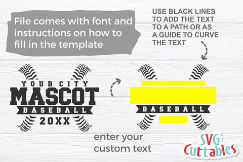 Baseball svg - Baseball Template 0061- svg - eps - dxf - png - Silhouette - Cricut Cut File - Baseball Team - Digital File SVG Svg Cuttables 