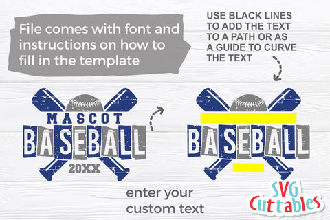 Baseball svg - Baseball Template 0062 - svg - eps - dxf - png - Silhouette - Cricut Cut File - Baseball Team - Digital File SVG Svg Cuttables 