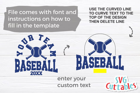 Baseball svg - Baseball Template 0065- svg - eps - dxf - png - Silhouette - Cricut Cut File - Baseball Team - Digital File SVG Svg Cuttables 