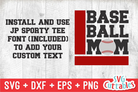 Baseball svg - Baseball Template - svg - eps - dxf - png - Silhouette - Cricut Cut File - 0033 - Baseball Mom - Digital File SVG Svg Cuttables 