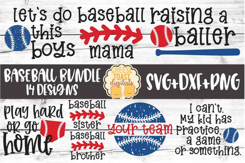 Baseball SVG Bundle - 14 Designs SVG PNG DXF Cut Files SVG Cheese Toast Digitals 
