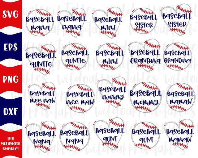 baseball svg bundle, baseball mom svg bundle, baseball mama svg, baseball svg, baseball hearts svg, baseball grandma svg, baseball mimi svg SVG WildOakSVG 