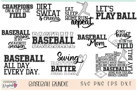 Baseball SVG Bundle, Baseball Mom SVG for Baseball Shirt, Baseball Player SVG, Baseball Bat SVG SVG Designing Digitals 