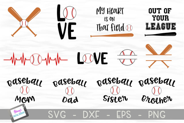 Baseball SVG Bundle - Includes 12 baseball SVG designs SVG Stacy's Digital Designs