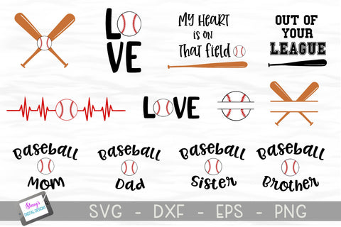 Baseball SVG Bundle - Includes 12 baseball SVG designs SVG Stacy's Digital Designs 