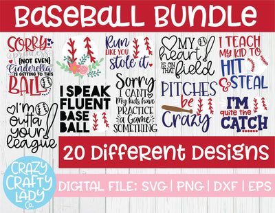 Baseball SVG Cut File Bundle SVG Crazy Crafty Lady Co. 
