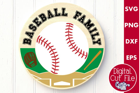 Baseball Svg, Round Sports Sign, Sport Family Door Hanger SVG Crafty Mama Studios 