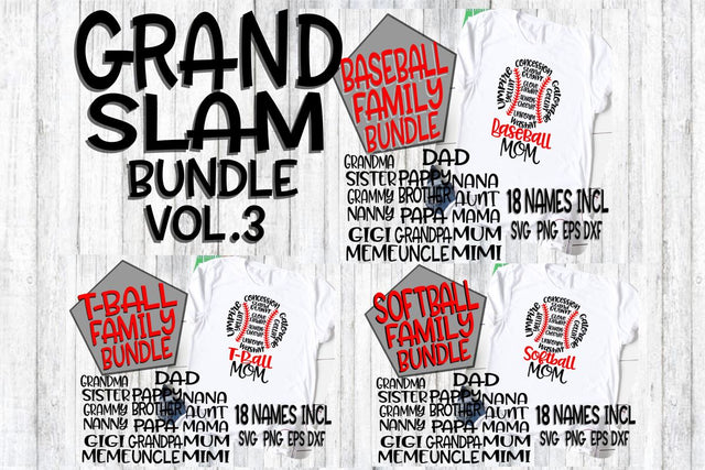 Baseball - T Ball - Softball Family Bundle - SVG - DXF - EPS - PNG - 18 Names SVG On the Beach Boutique
