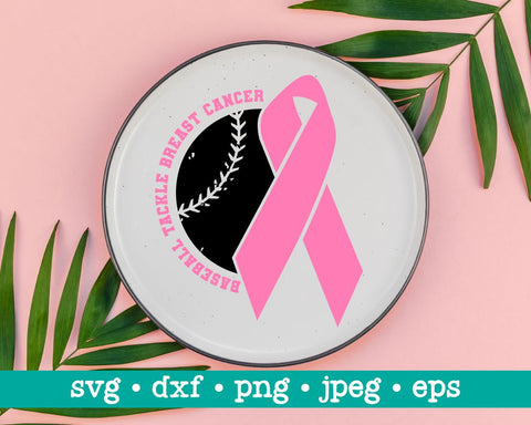 Baseball Tackle Breast Cancer Svg Awareness ribbon (147838)