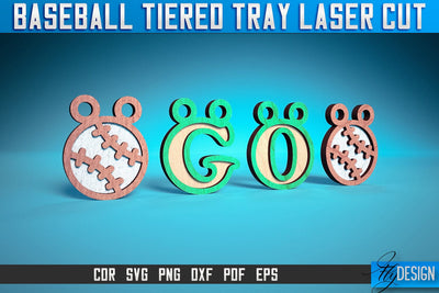 Baseball Tiered Tray Laser Cut SVG | Tiered Tray Laser Cut SVG Design | CNC Files SVG Fly Design 