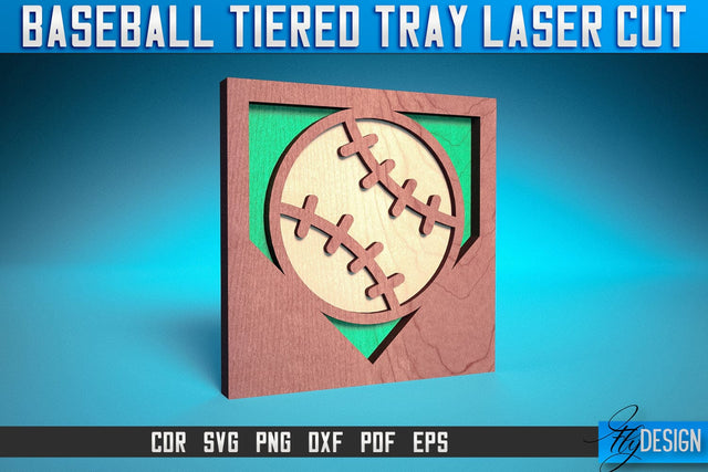 Baseball Tiered Tray Laser Cut SVG | Tiered Tray Laser Cut SVG Design | CNC Files SVG Fly Design 