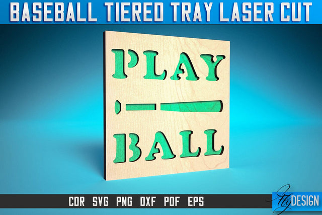 Baseball Tiered Tray Laser Cut SVG | Tiered Tray Laser Cut SVG Design | CNC Files SVG Fly Design 