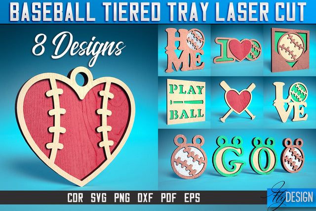 Baseball Tiered Tray Laser Cut SVG | Tiered Tray Laser Cut SVG Design | CNC Files SVG Fly Design 