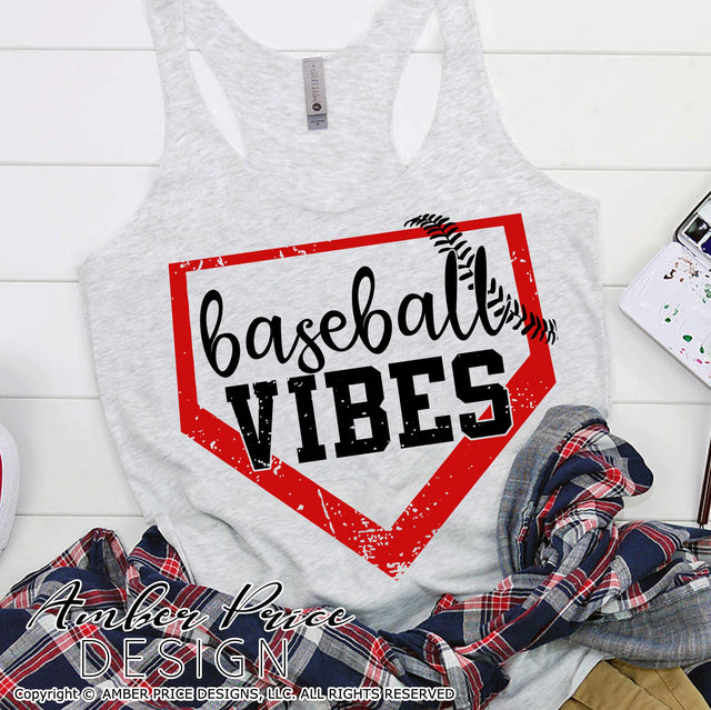 Baseball Vibes SVG | Baseball Mom SVG | Home plate SVG | Baseball SVG PNG DXF | Baseball shirt SVG file | Spring SVG | Amber Price Design SVG Amber Price Design 