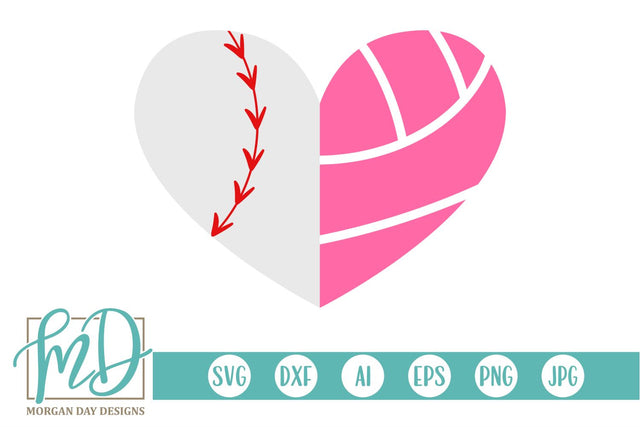 Baseball Volleyball Heart SVG Morgan Day Designs 