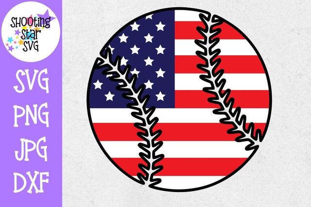 Baseball with American Flag- Fourth of July SVG SVG ShootingStarSVG 