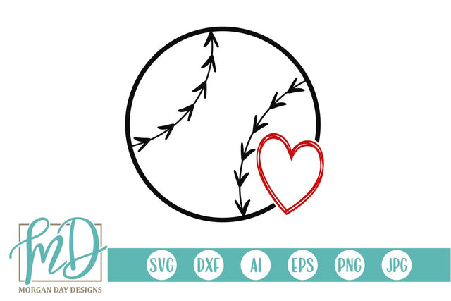 Baseball with Heart SVG Morgan Day Designs 