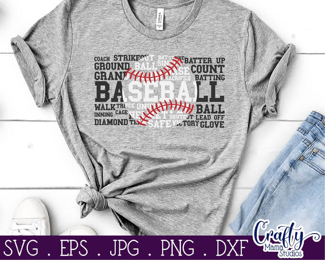 Baseball Word Art - Baseball Svg SVG Crafty Mama Studios 