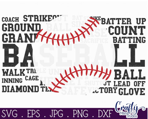 Baseball Word Art - Baseball Svg SVG Crafty Mama Studios 