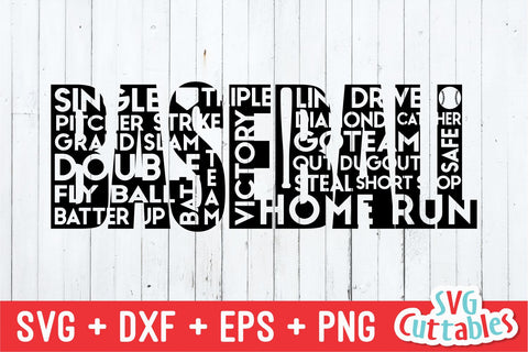 Baseball Word Art - svg - dxf - eps - Cut File - Subway Art - Baseball Shirt Design - Silhouette - Cricut Cut File - Digital Download SVG Svg Cuttables 