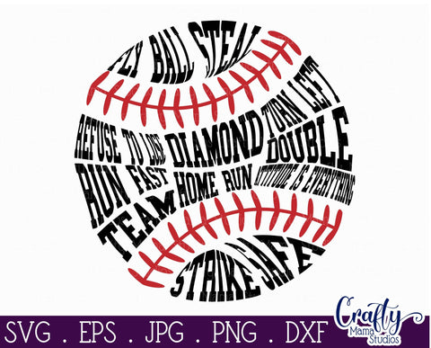 Baseball Words Svg SVG Crafty Mama Studios 