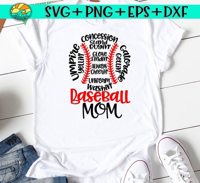 Baseball/Softball Mom Words - SVG PNG DXF EPS SVG On the Beach Boutique 