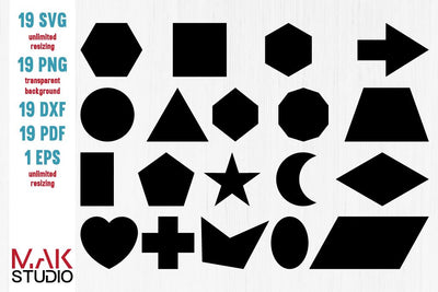 Basic shape bundle svg - Basic shape svg bundle - Basic shape svg files - Basic shape dxf - Basic shape cut files SVG MAKStudion 